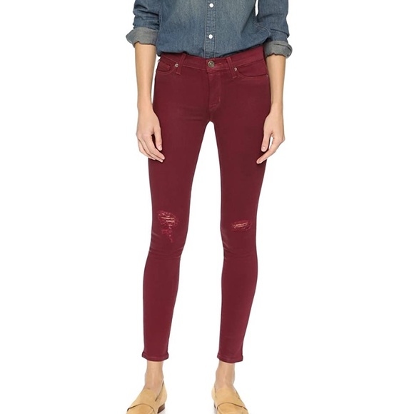 Hudson “Nico” Midrise Skinny Jean In Crimson Destructed - Picture 9 of 10